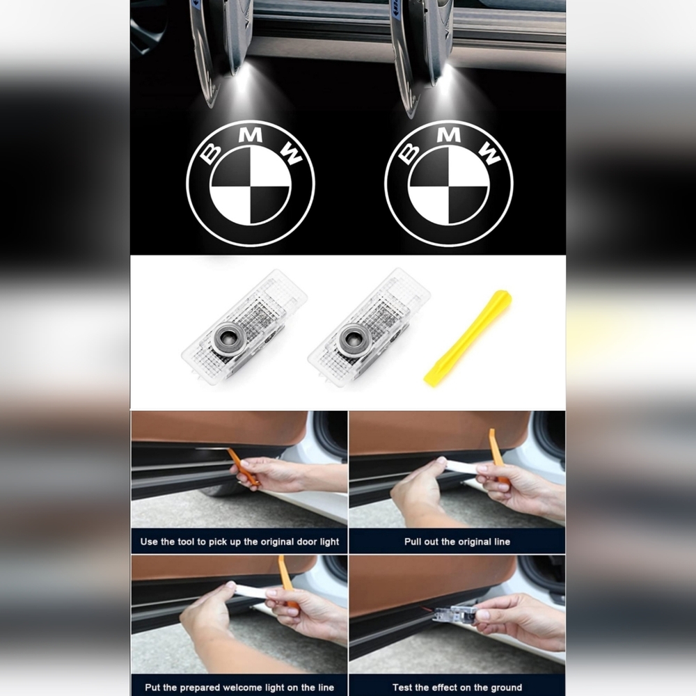 2 plug and play BMW LED logo door puddle lights See Measutementdms